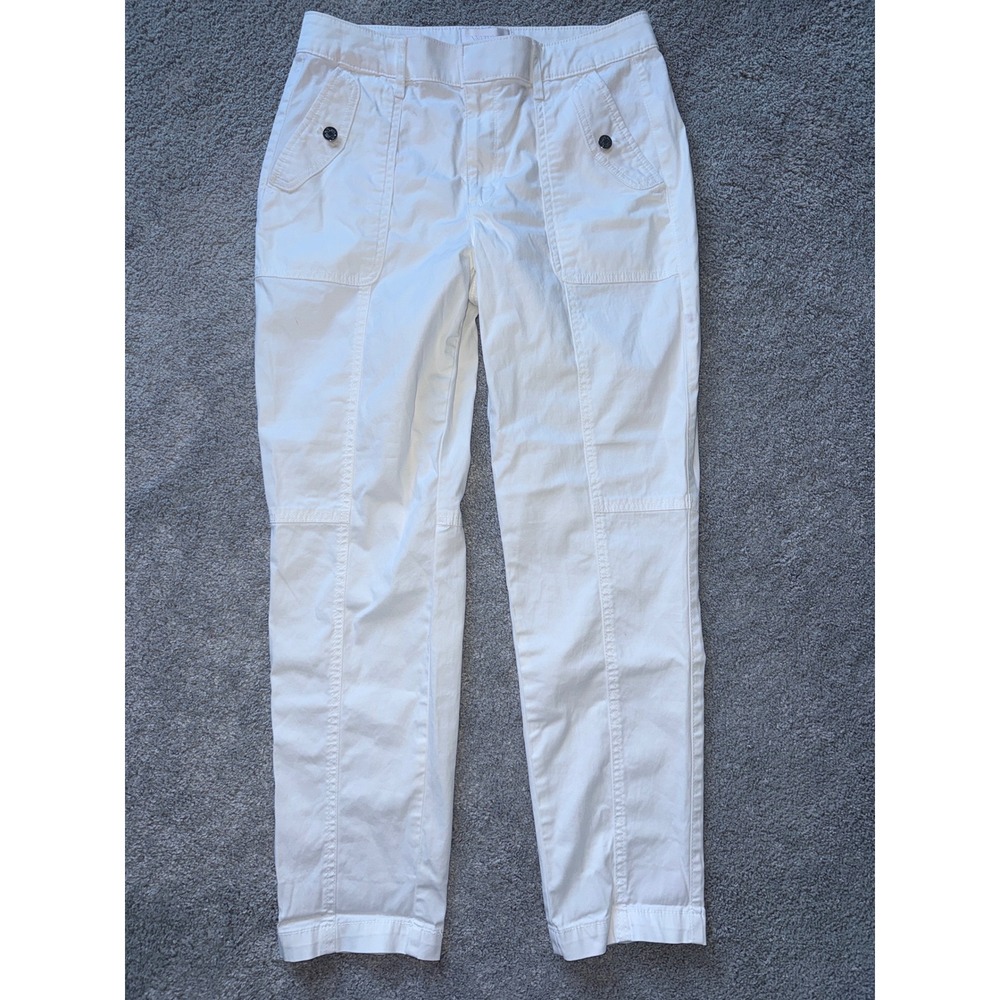 White House Black Market Pret A Jet White High Rise Slim Ankle Utility Pants 8